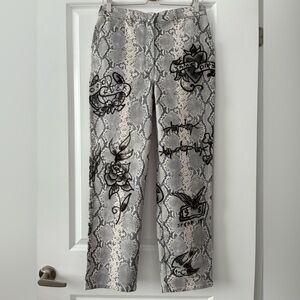 Aritzia Wilfred Size 10 Custom Graffiti’d Snakeprint Tattoo Style Jeans
